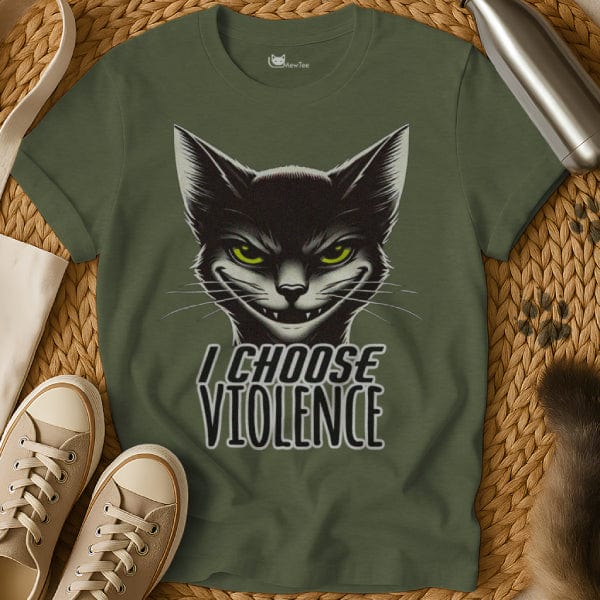 MewTee Military Green / S I Choose Violence Shirt | Cat Tee