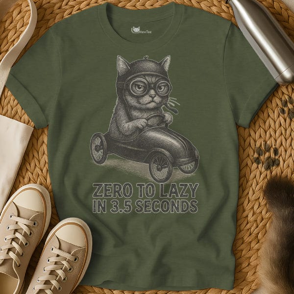MewTee Military Green / S Lazy T Shirt | Cat Tee