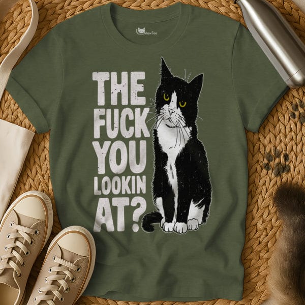 MewTee Military Green / S Look At Me Shirt | Cat Tee