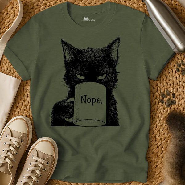 MewTee Military Green / S Nope Cat Shirt