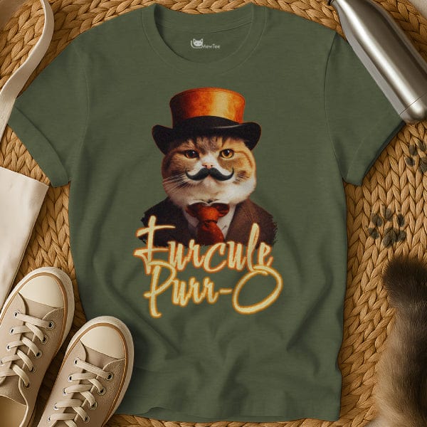 MewTee Military Green / S Poirot Shirt | Cat Tee