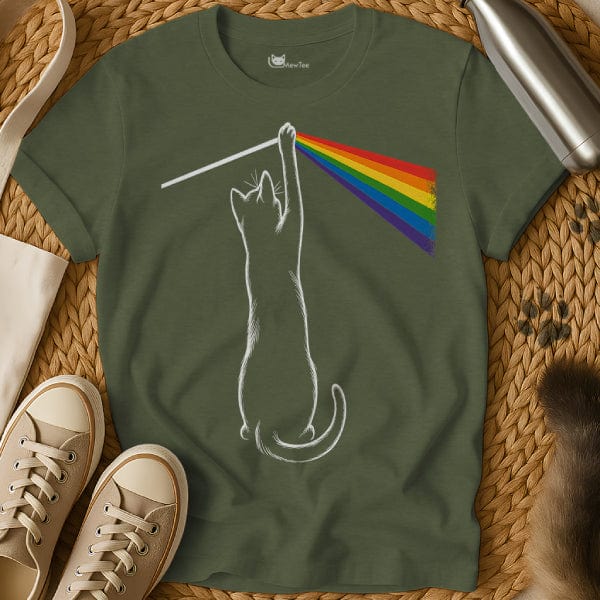 MewTee Military Green / S Rainbow Shirt | Cat Tee