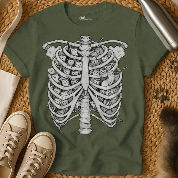MewTee Military Green / S Ribcage Shirt | Cat Tee