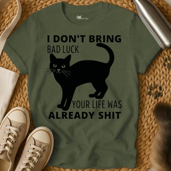 MewTee Military Green / S Sarcastic Black Cat Tee