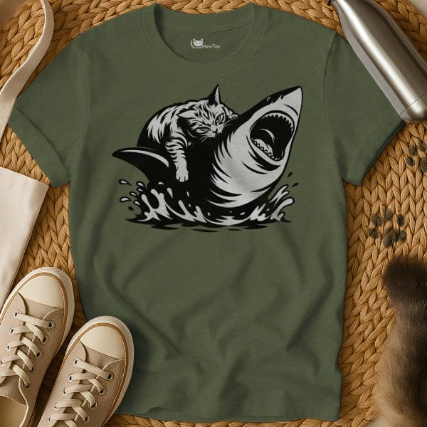 MewTee Military Green / S Shark Cat Shirt