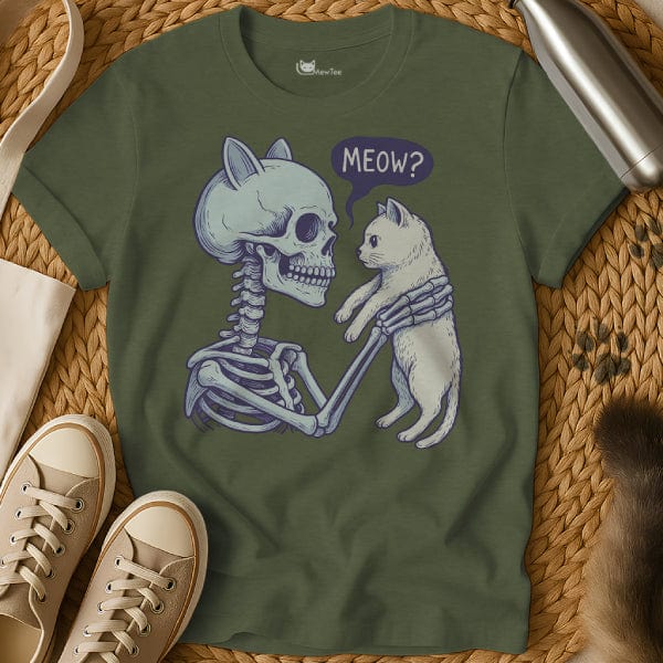 MewTee Military Green / S Skull Cat Shirt