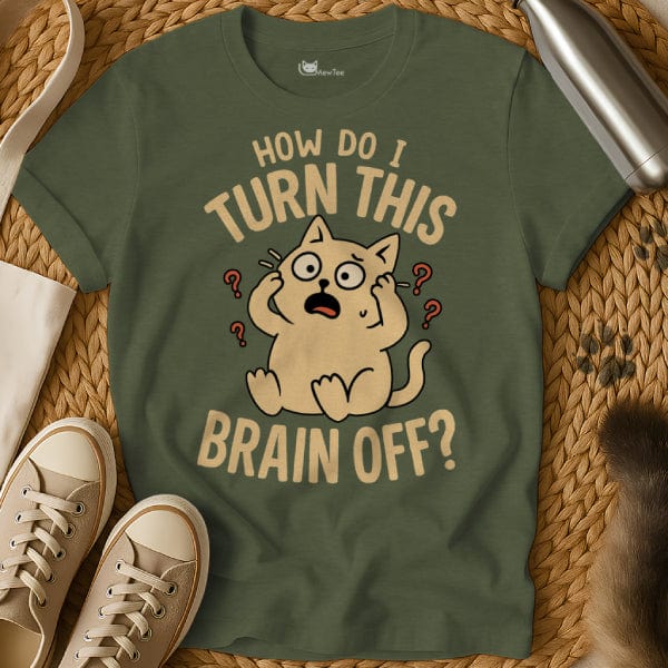 MewTee Military Green / S Turn Off Brain | Cat Tee