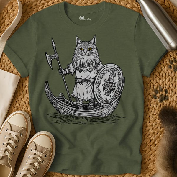 MewTee Military Green / S Viking Cat Shirt | Cat Tee