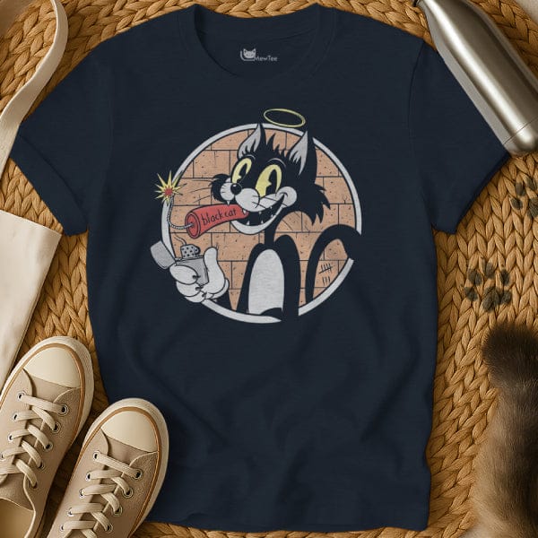 MewTee Navy / S Black Cat Tee