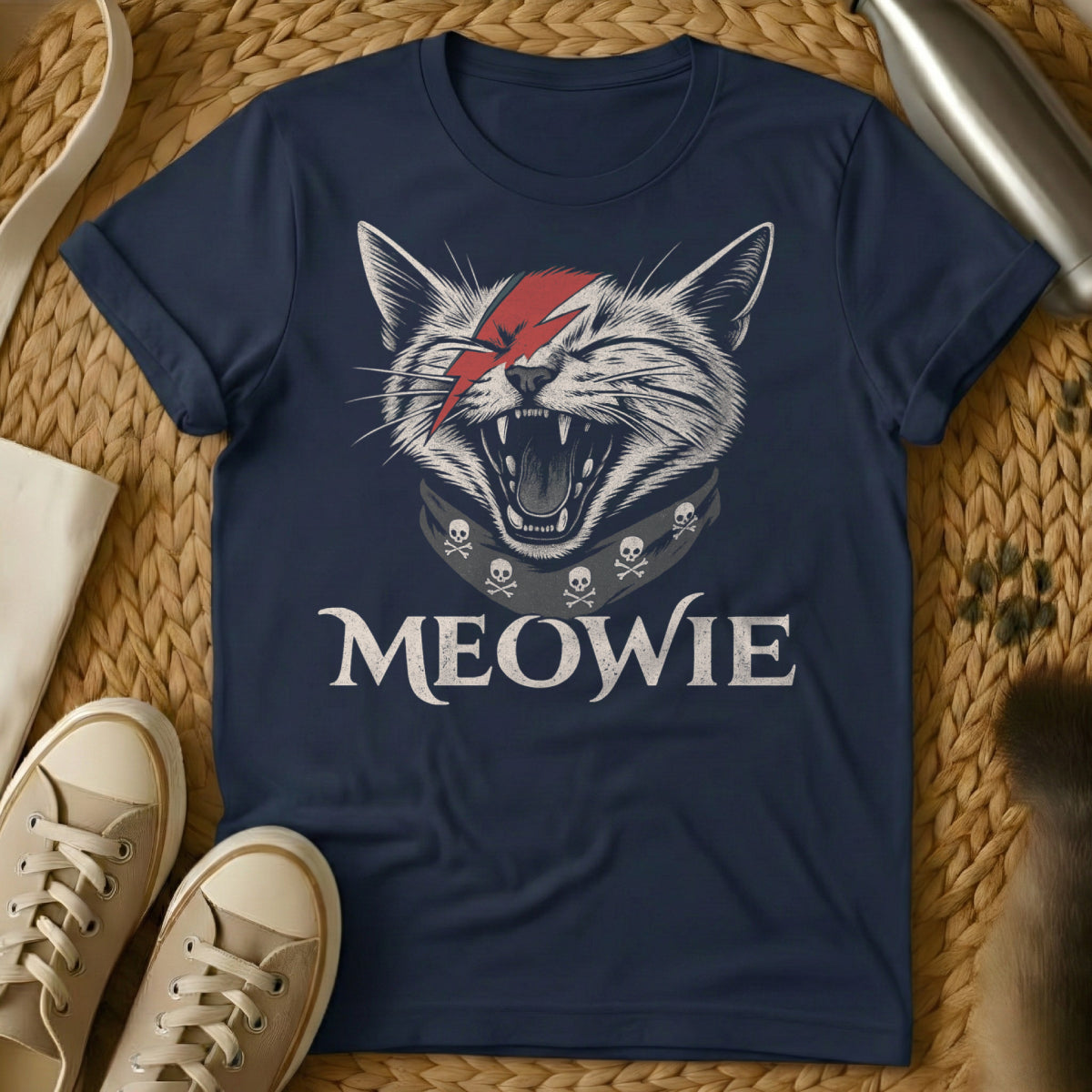MewTee Navy / S Bowie Cat Shirt