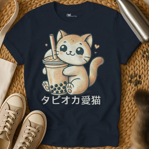 MewTee Navy / S Bubble Tea Cat | Cat Tee