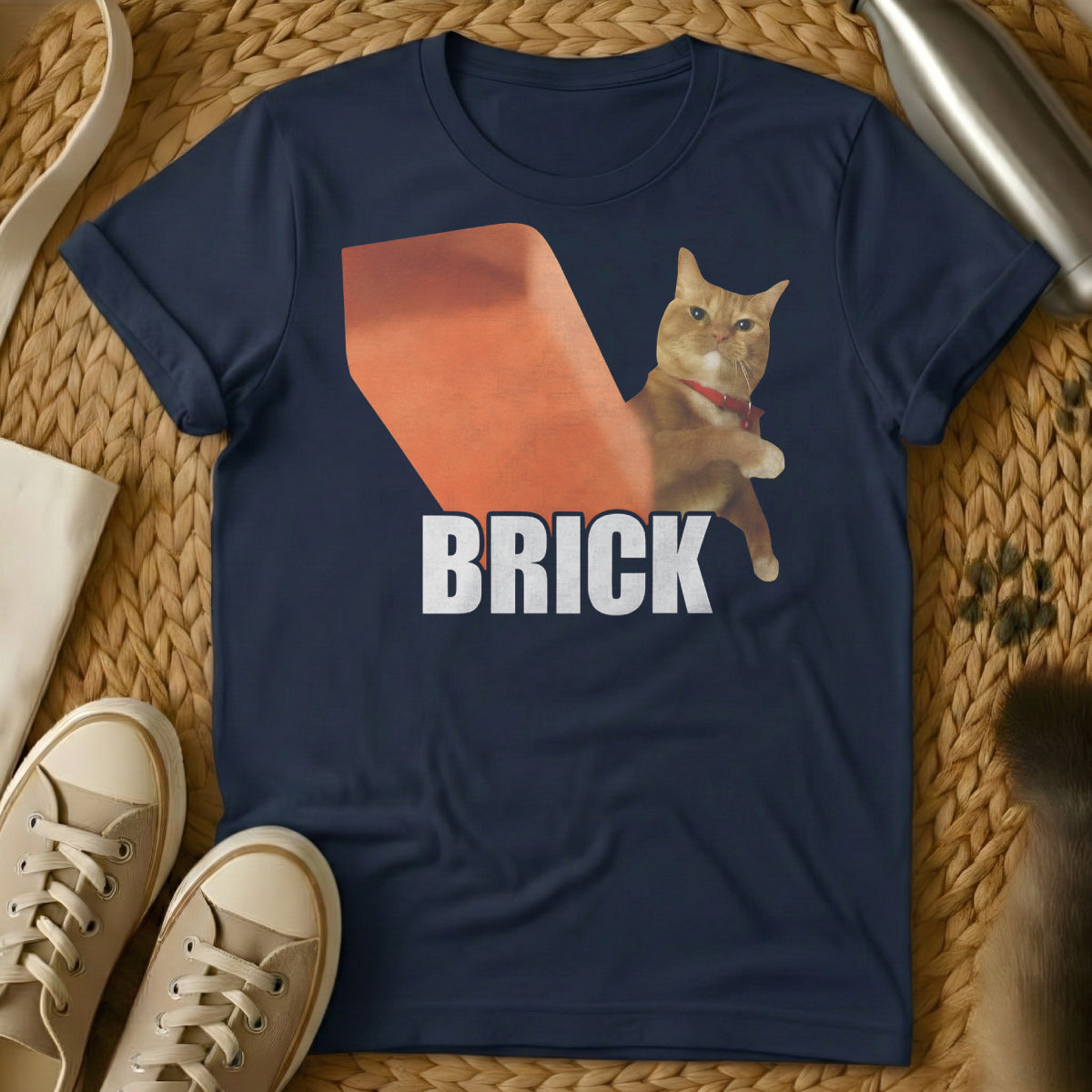 MewTee Navy / S Cat Brick Shirt