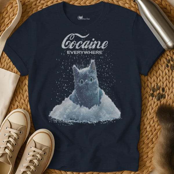 MewTee Navy / S Cat in Snow | Cat Tee