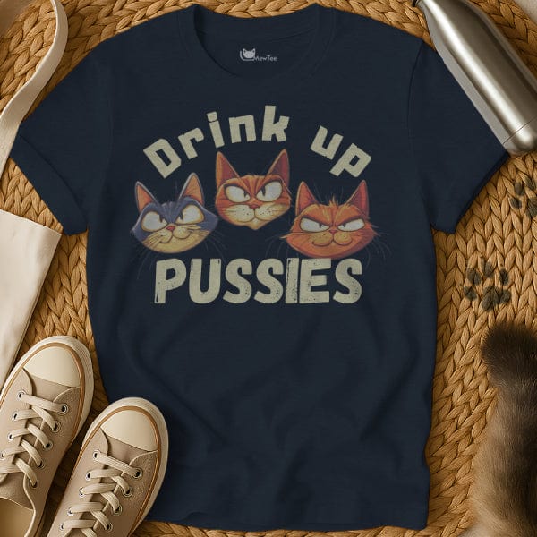 MewTee Navy / S Drink Up Shirt | Cat Tee