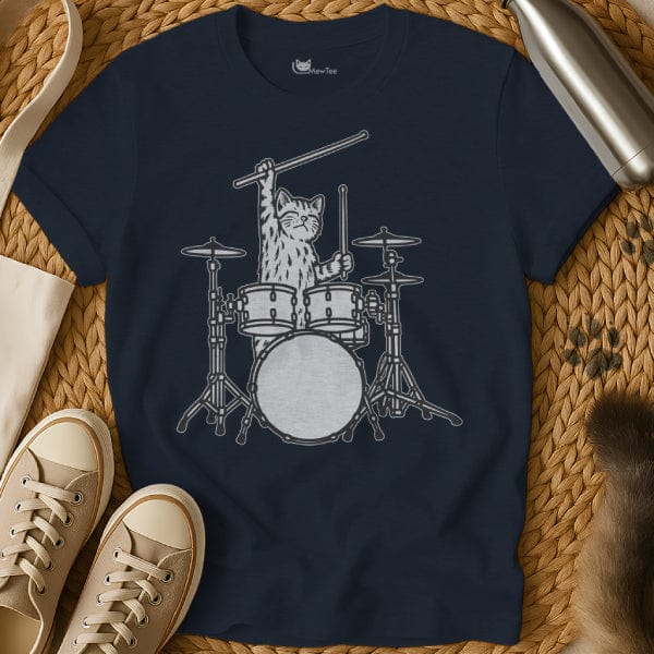 MewTee Navy / S Drummer Shirt | Cat Tee