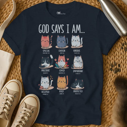 MewTee Navy / S God Says I Am Shirt | Cat Tee