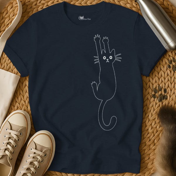 MewTee Navy / S Hanging Cat Tee