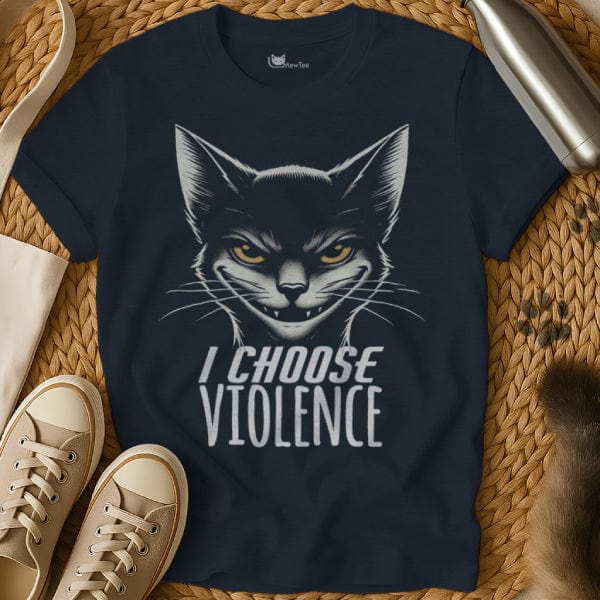 MewTee Navy / S I Choose Violence Shirt | Cat Tee