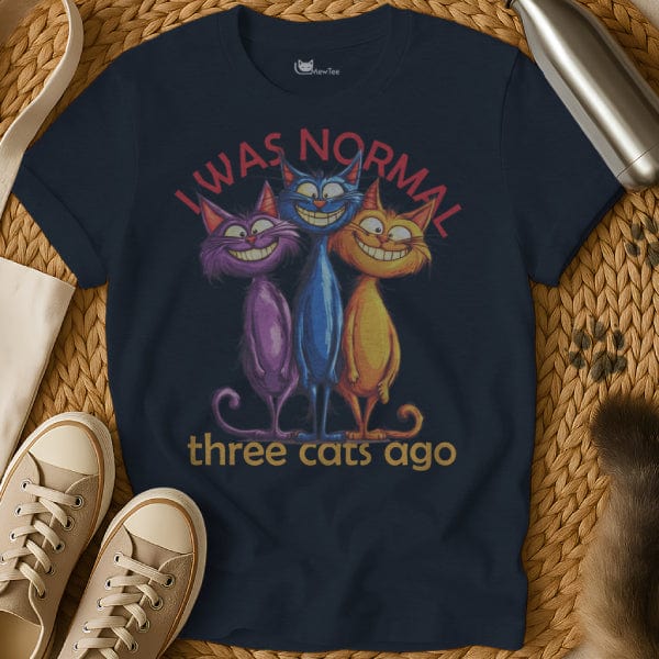 MewTee Navy / S I Was Normal Three Cats Ago | Cat Tee