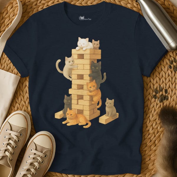 MewTee Navy / S Jenga Shirt | Cat Tee