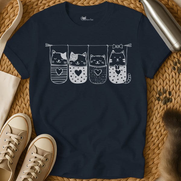 MewTee Navy / S Kitty In Pocket Shirt | Cat Tee