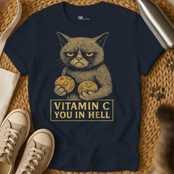 MewTee Navy / S Oranges T Shirt | Cat Tee