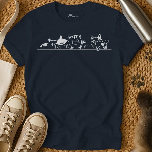 MewTee Navy / S Peeking Cats Shirt | Cat Tee