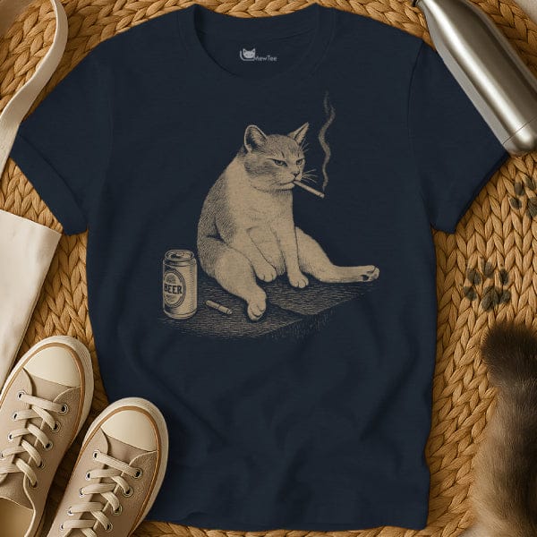 MewTee Navy / S Smoking Cat Meme Tee
