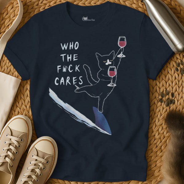 MewTee Navy / S Who Cares Shirt | Cat Tee
