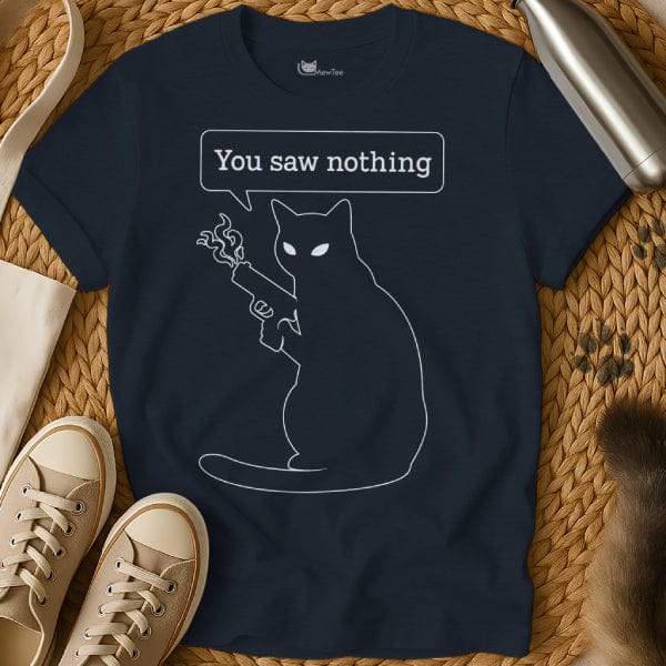 MewTee Navy / S You Saw Nothing Cat Tee