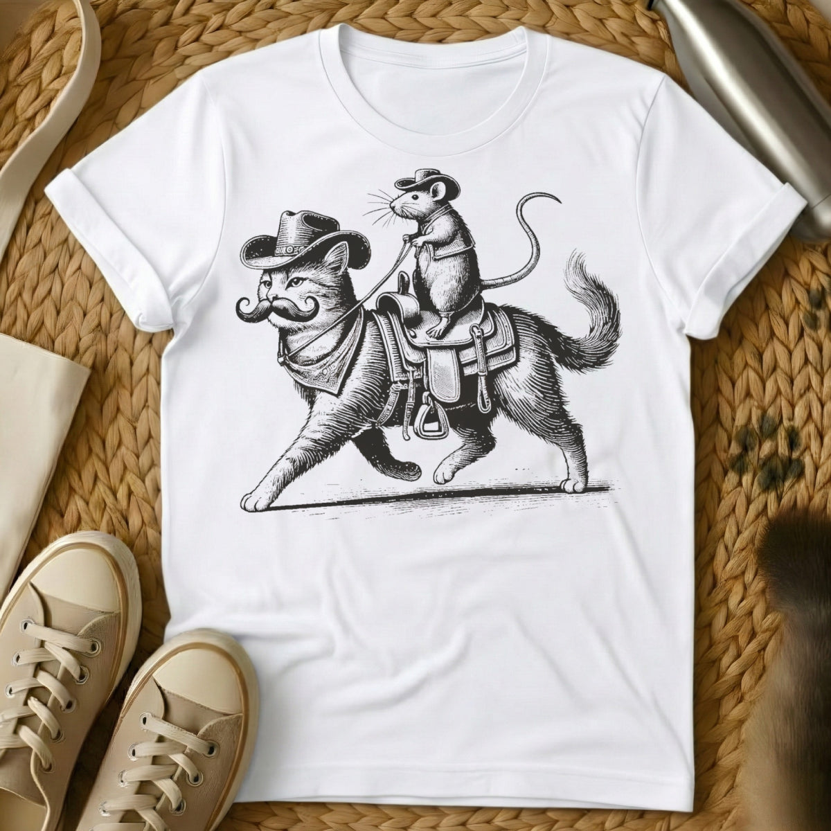 MewTee White / S Cat And Rat Shirt | Cat Tee