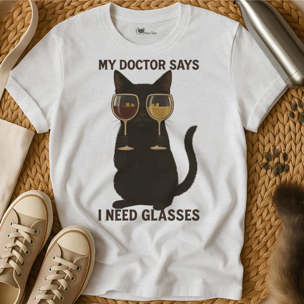 MewTee White / S Glasses Shirt | Cat Tee