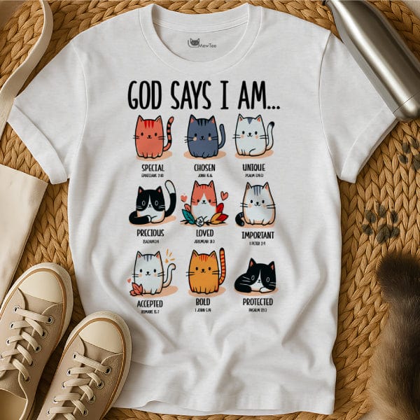 MewTee White / S God Says I Am Shirt | Cat Tee