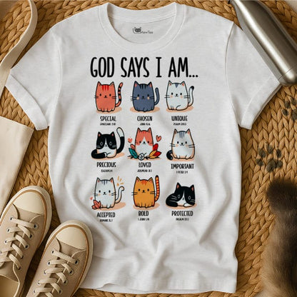 MewTee White / S God Says I Am Shirt | Cat Tee
