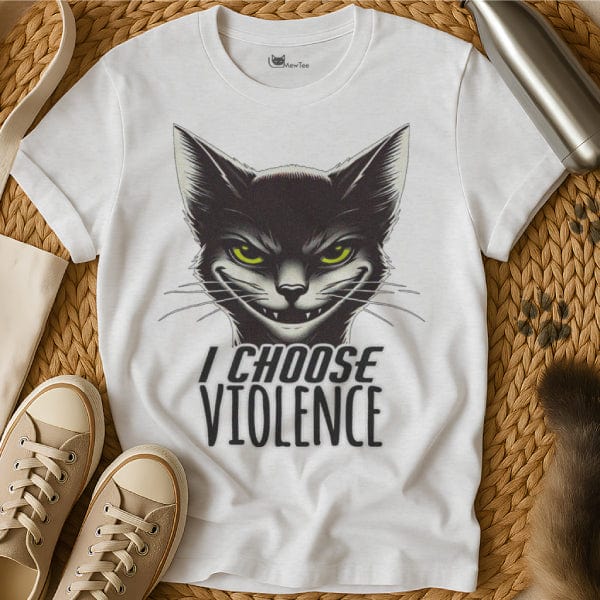 MewTee White / S I Choose Violence Shirt | Cat Tee