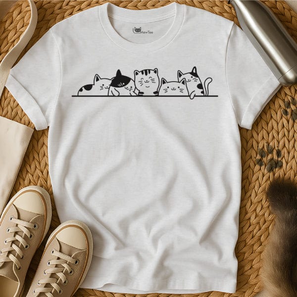 MewTee White / S Peeking Cats Shirt | Cat Tee