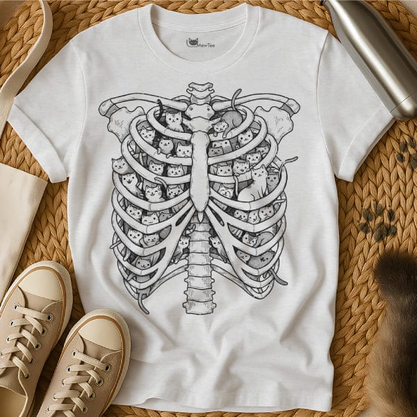 MewTee White / S Ribcage Shirt | Cat Tee