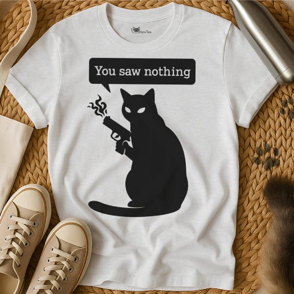 MewTee White / S You Saw Nothing Cat Tee
