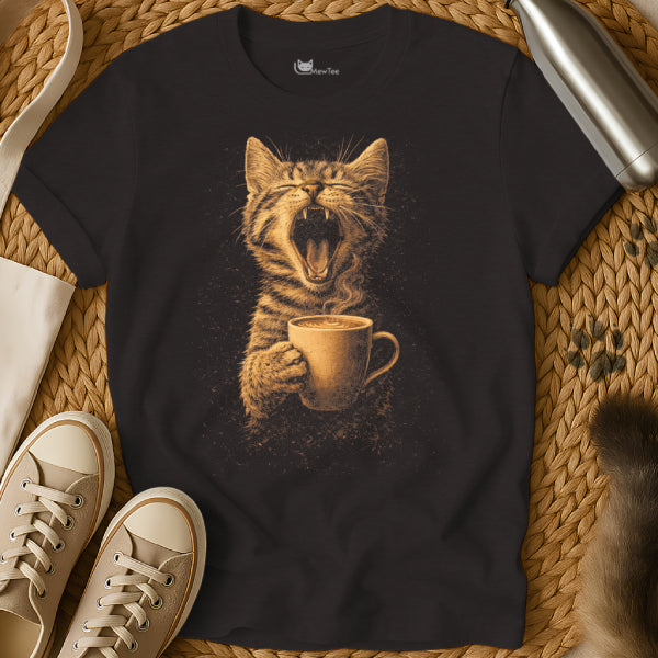 Yawning Coffee Cat Shirt