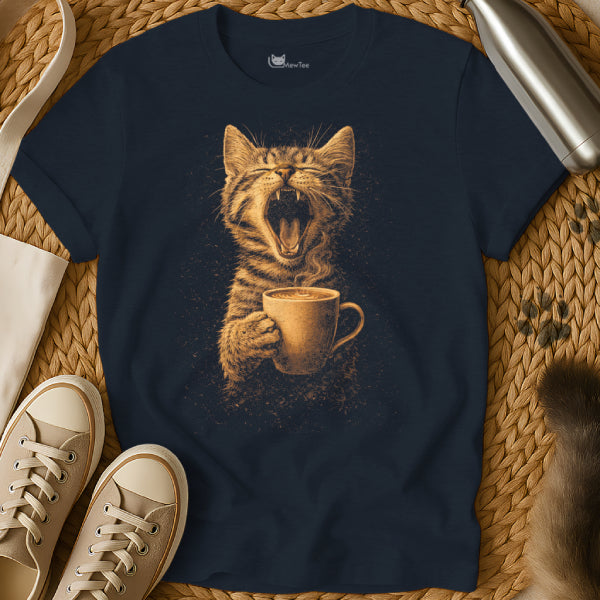 Yawning Coffee Cat Shirt