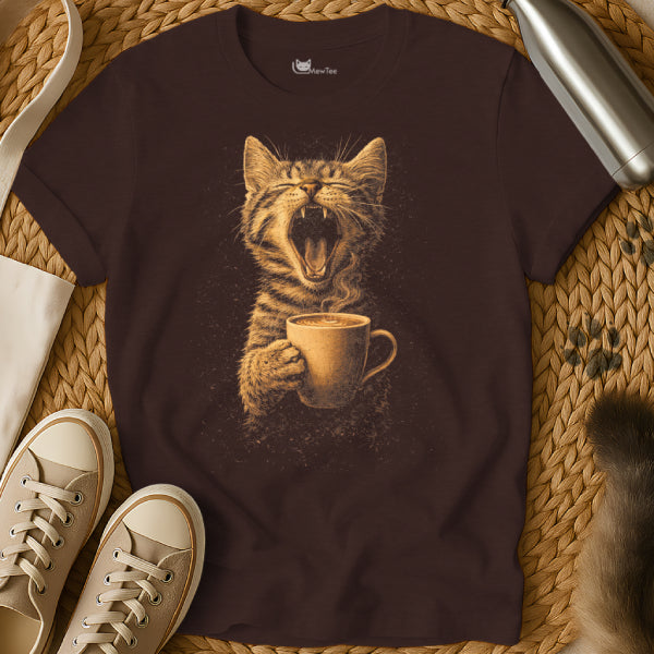 Yawning Coffee Cat Shirt