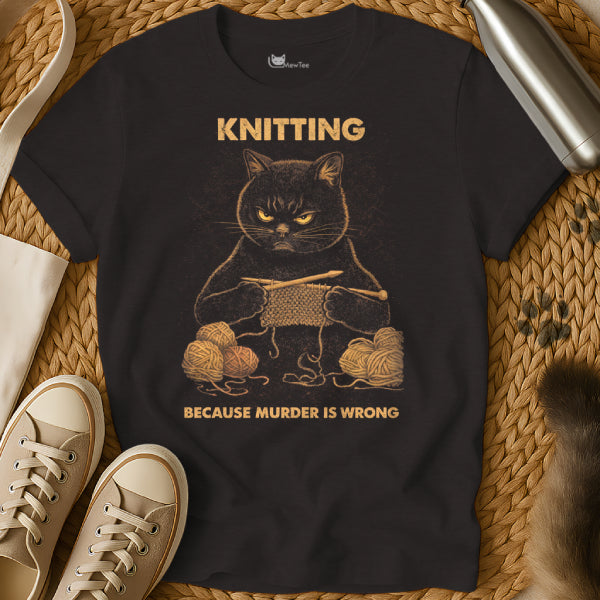 Funny Knitting Cat Tee