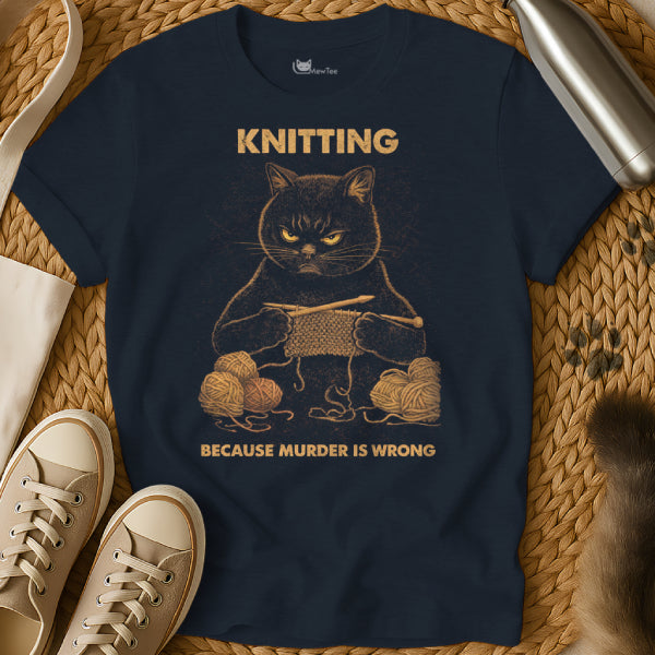 Funny Knitting Cat Tee