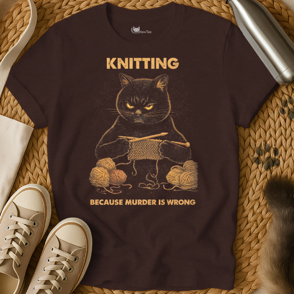 Funny Knitting Cat Tee