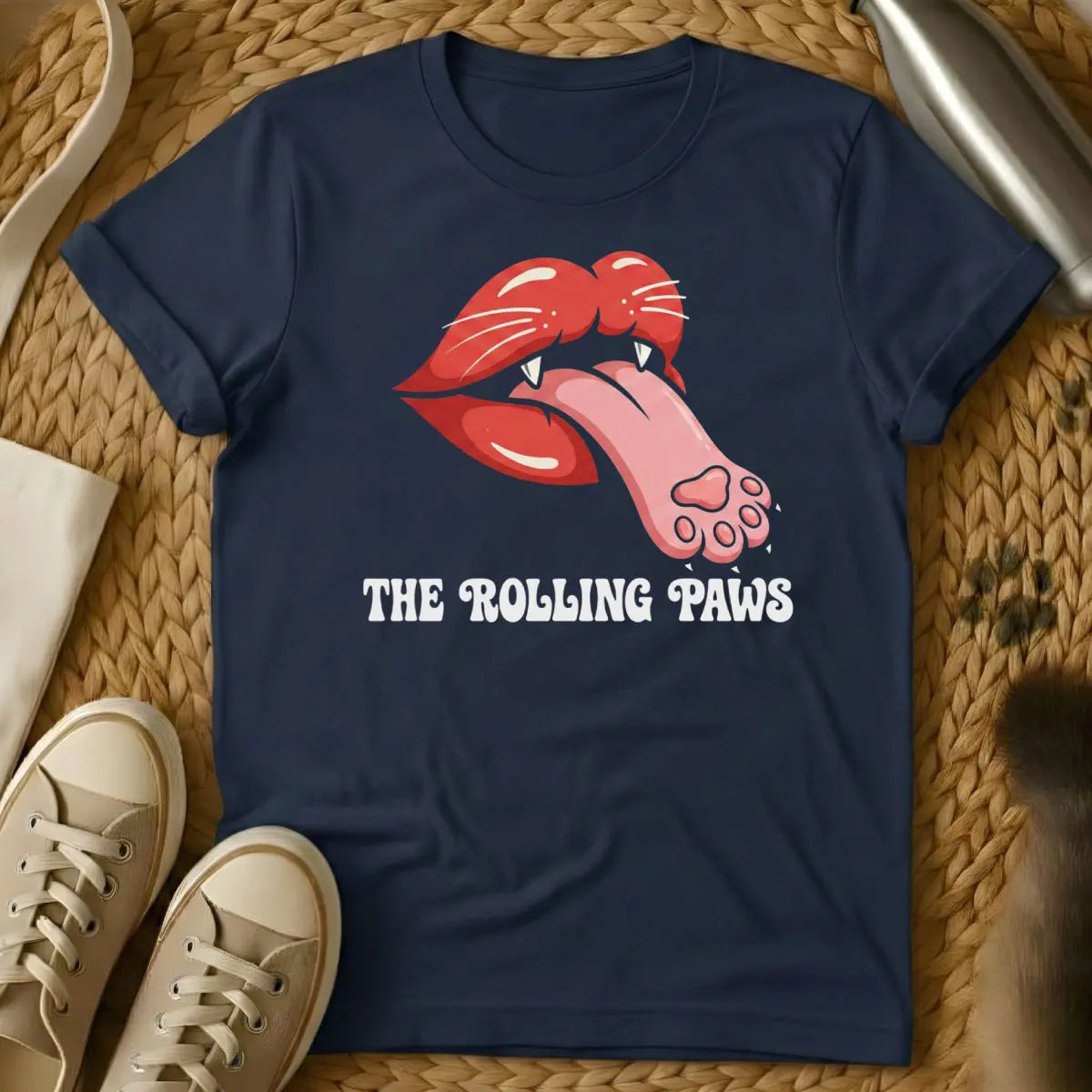 The Rolling Paws Cat Shirt - Navy Cat T-Shirt