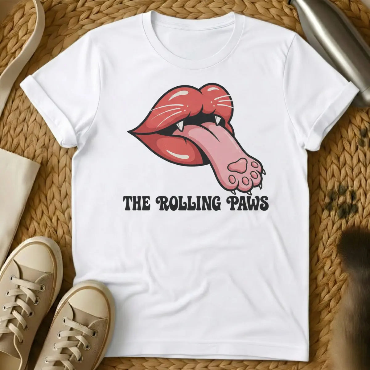 The Rolling Paws Cat Shirt - White Cat T-Shirt