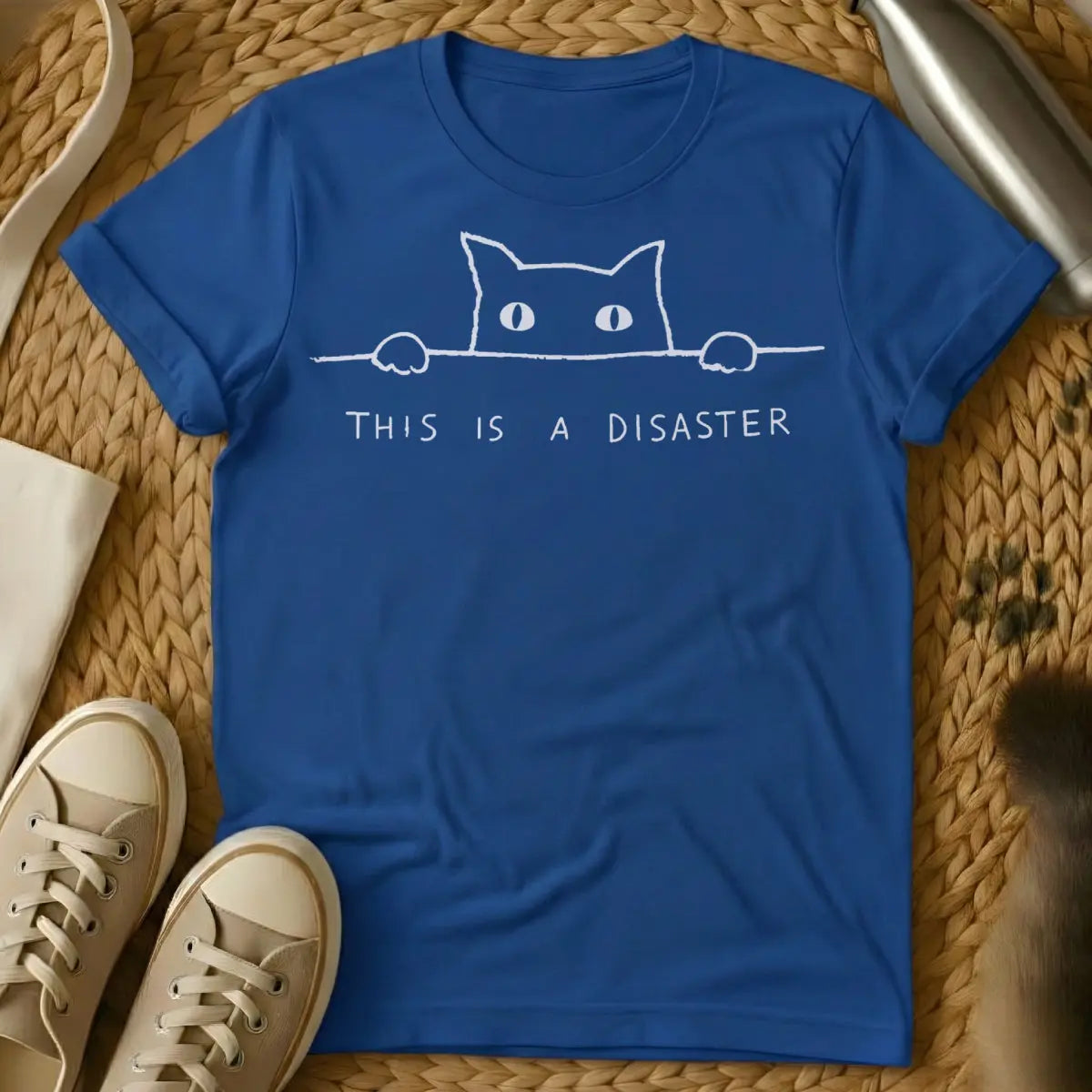 This Is A Disaster Cat Shirt - Blue Cat T-Shirt