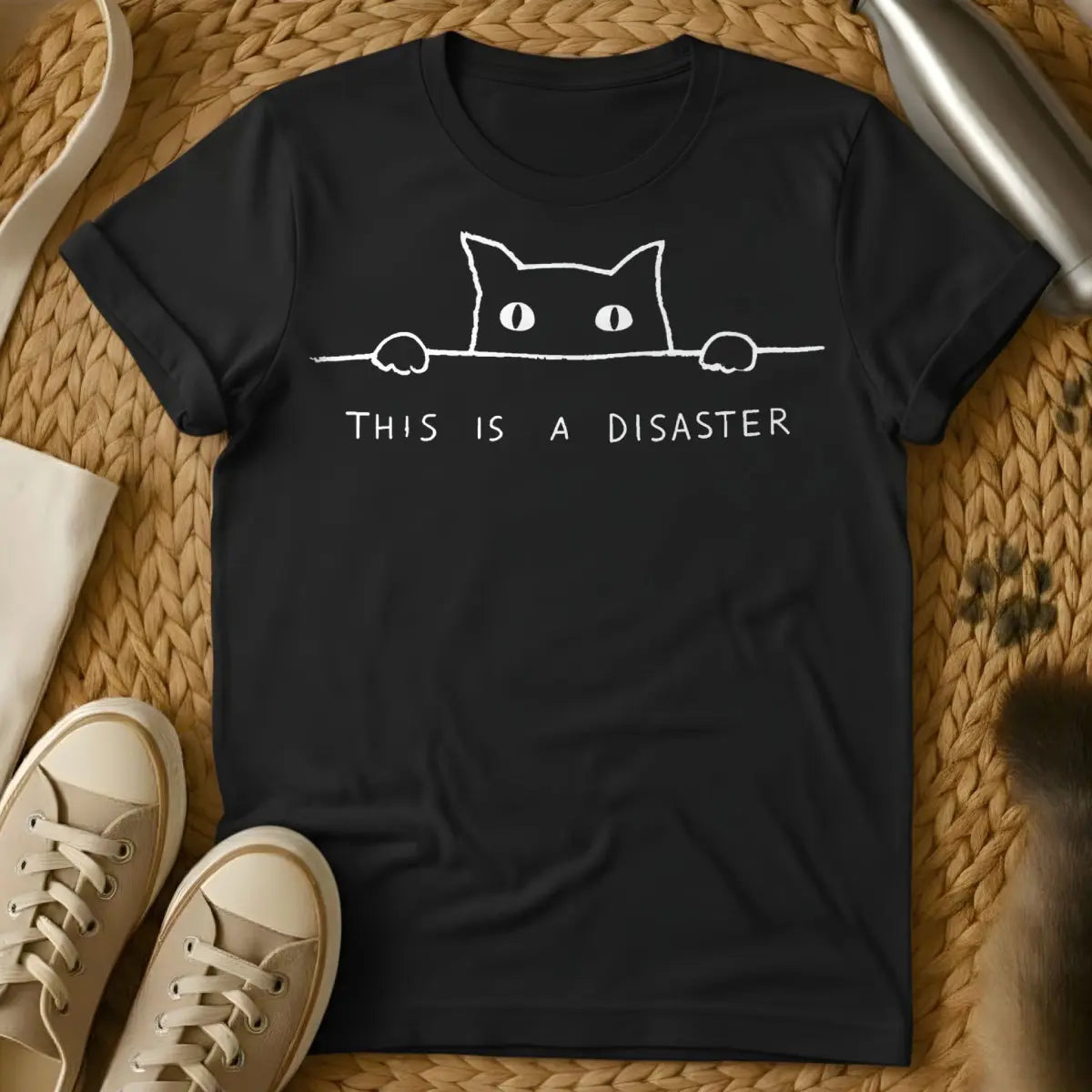 This Is A Disaster Cat Shirt - Black Cat T-Shirt