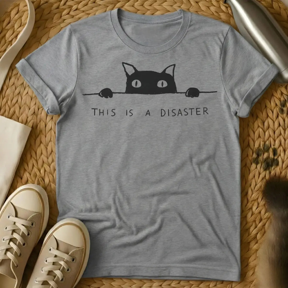 This Is A Disaster Cat Shirt - Gray Cat T-Shirt