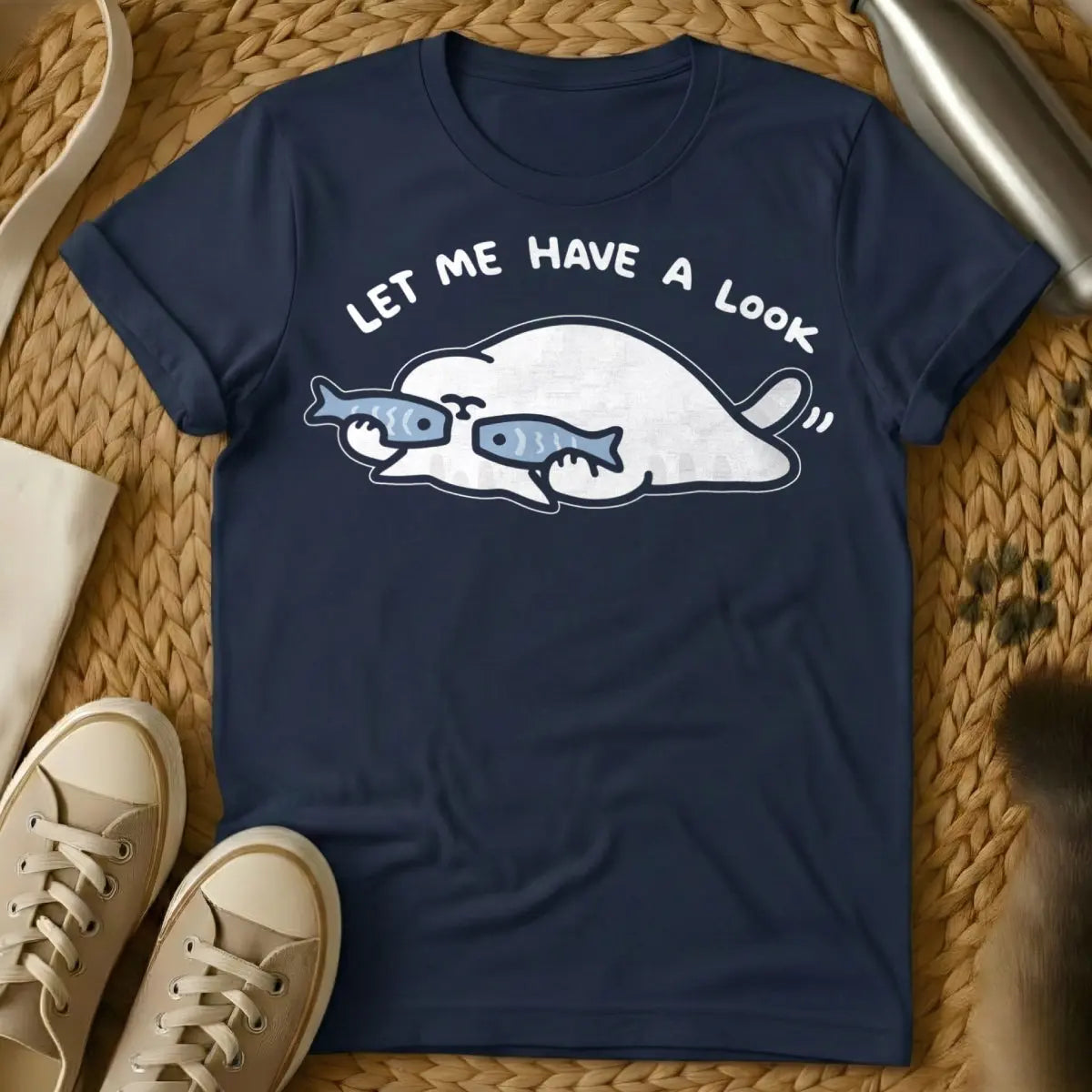 Let Me Have A Look Cat Shirt - Navy Cat T-Shirt